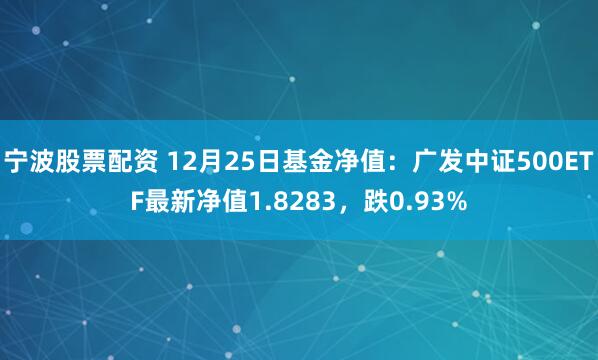 宁波股票配资 12月25日基金净值：广发中证500ETF最新净值1.8283，跌0.93%