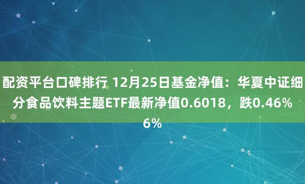 配资平台口碑排行 12月25日基金净值：华夏中证细分食品饮料主题ETF最新净值0.6018，跌0.46%