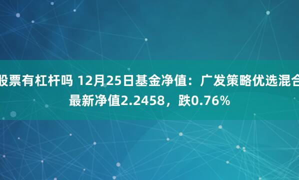 股票有杠杆吗 12月25日基金净值：广发策略优选混合最新净值2.2458，跌0.76%