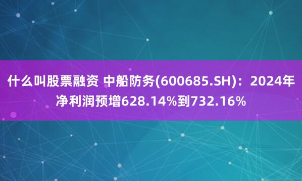 什么叫股票融资 中船防务(600685.SH)：2024年净利润预增628.14%到732.16%