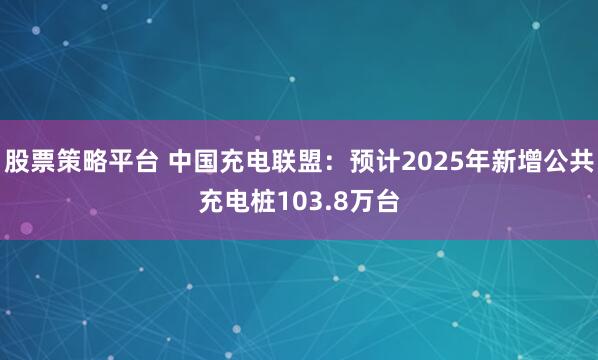 股票策略平台 中国充电联盟：预计2025年新增公共充电桩103.8万台